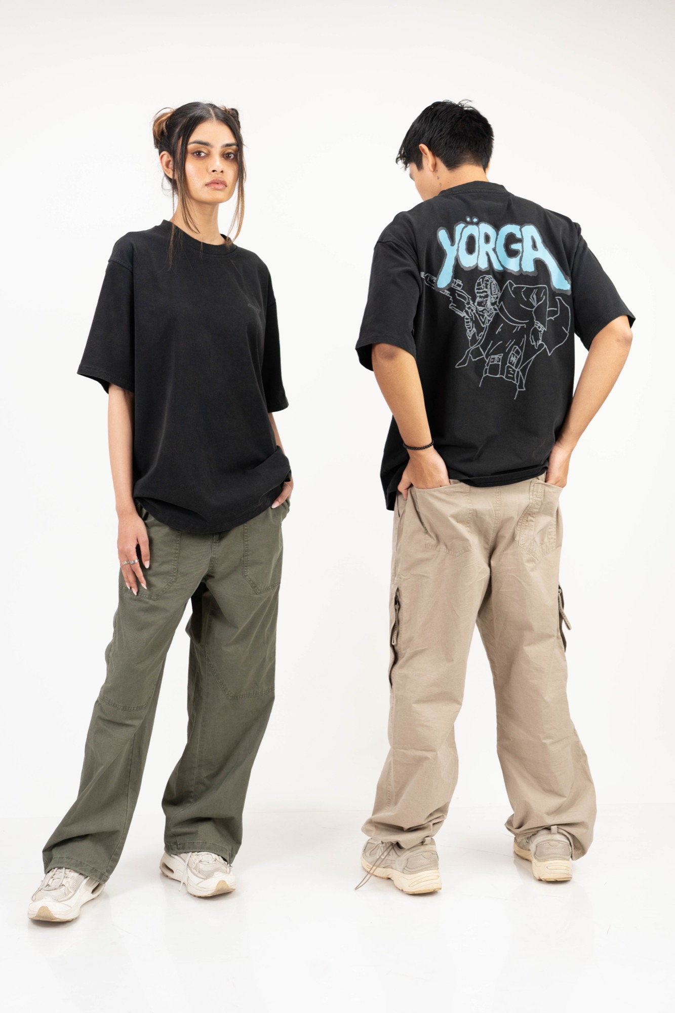 Oversized black t-shirt feature collage