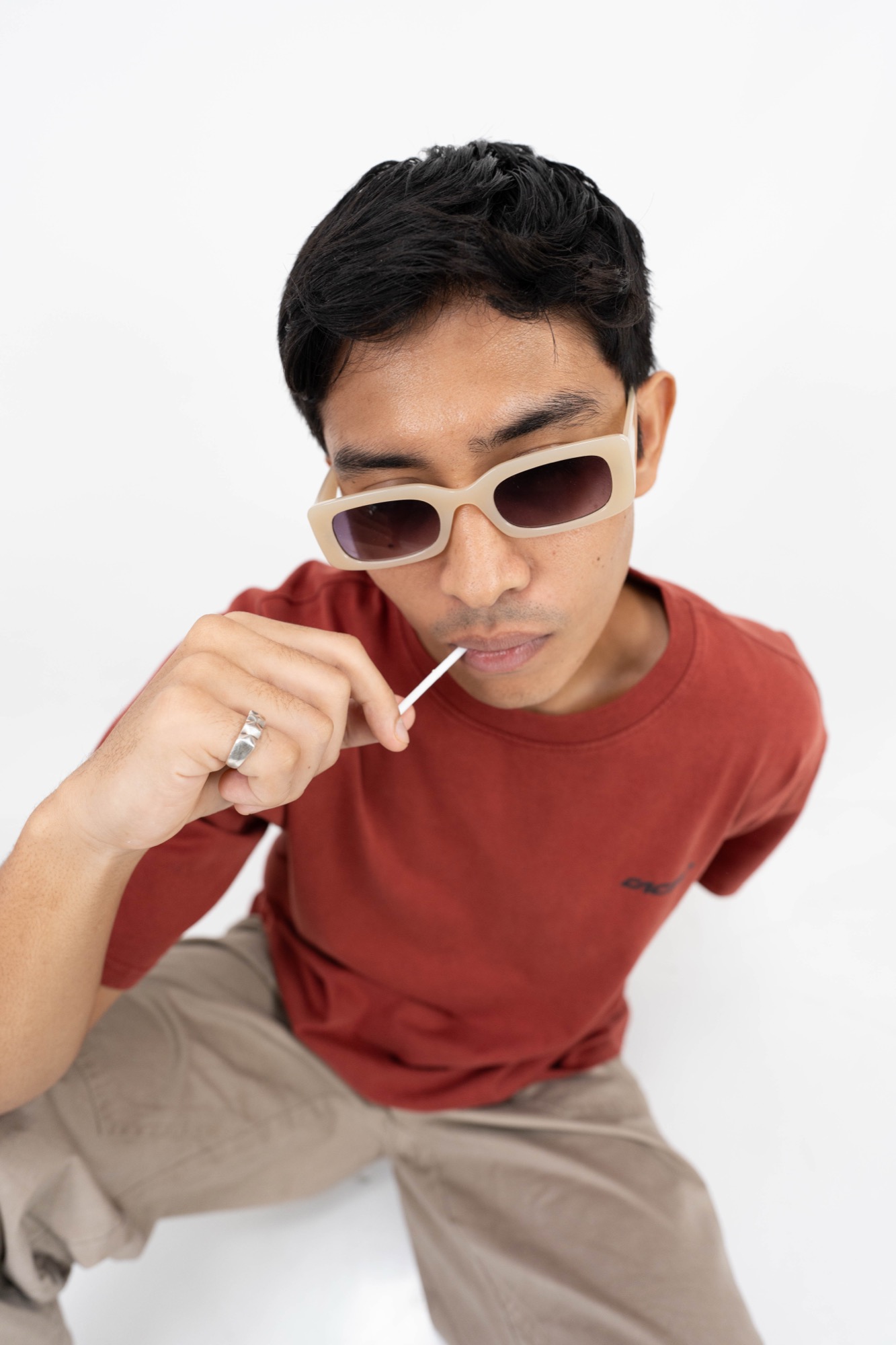 Streetwear portrait in red tee